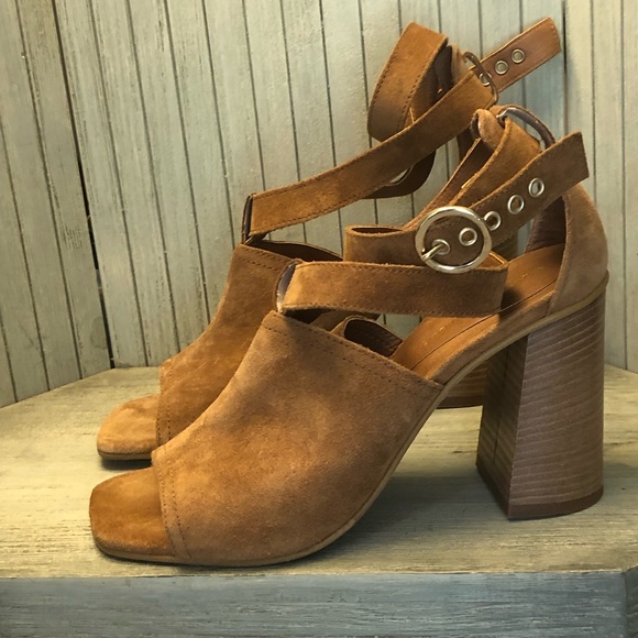 NWT Christian Di Riccio Brown Suede Black Heel Double Ankle Strap Heels 38 - Picture 1 of 11